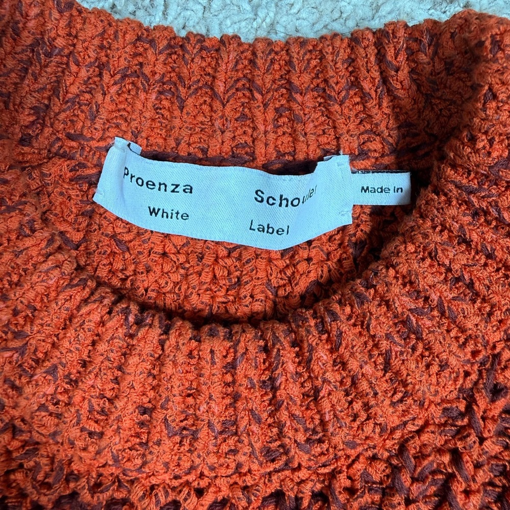 Proenza Schouler White‎ Label Orange Mixed Yarn Chunky Crew Neck Knit Sweater S - Picture 4 of 7